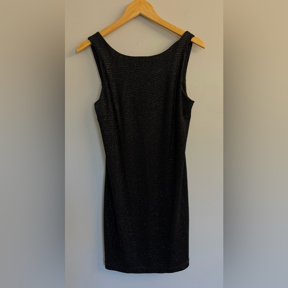 Vintage Teddi Evening Black Sparkle Sheath Dress 8 Flirty 90s Y2K Romantic